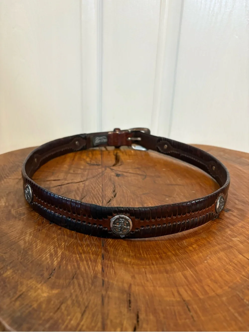 1998 Vintage Brighton Croc-Embossed Concho Belt